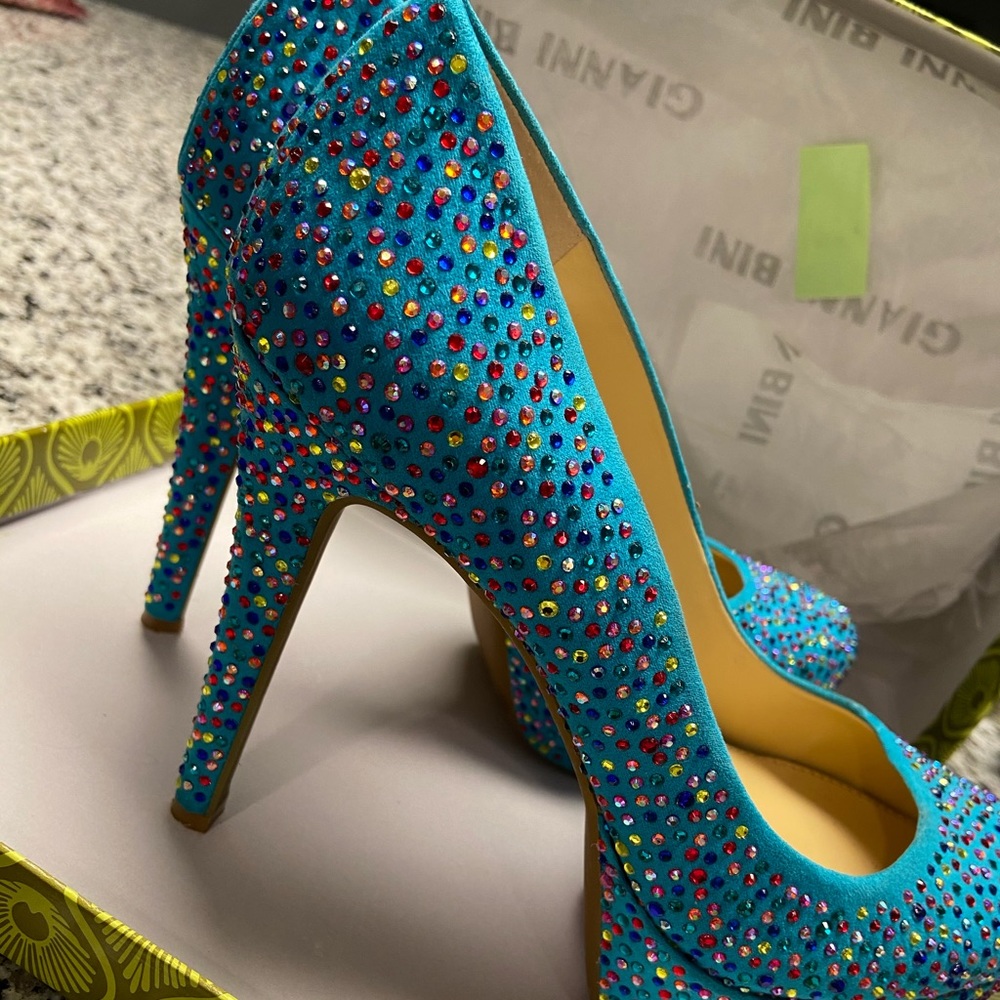 Gianni Bini Blue Jewel Platform Pump